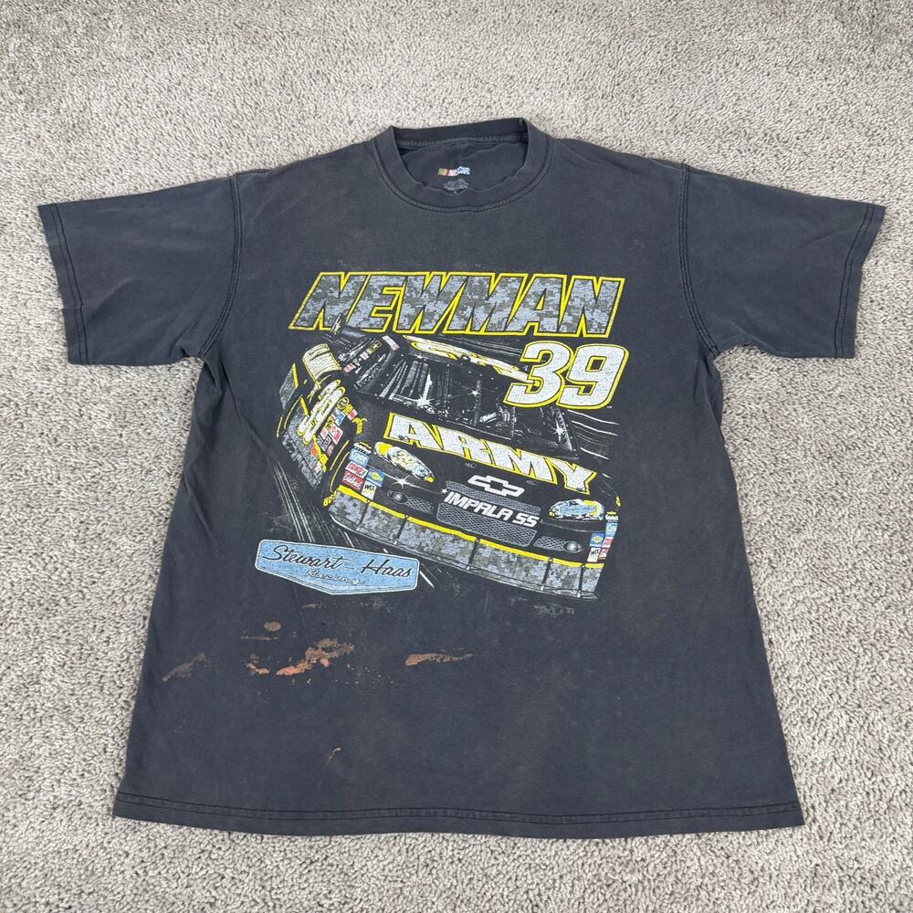 Ryan Newman Shirt Mens Large Gray #39 Stewart Haas Racing Nascar Short Sleeve